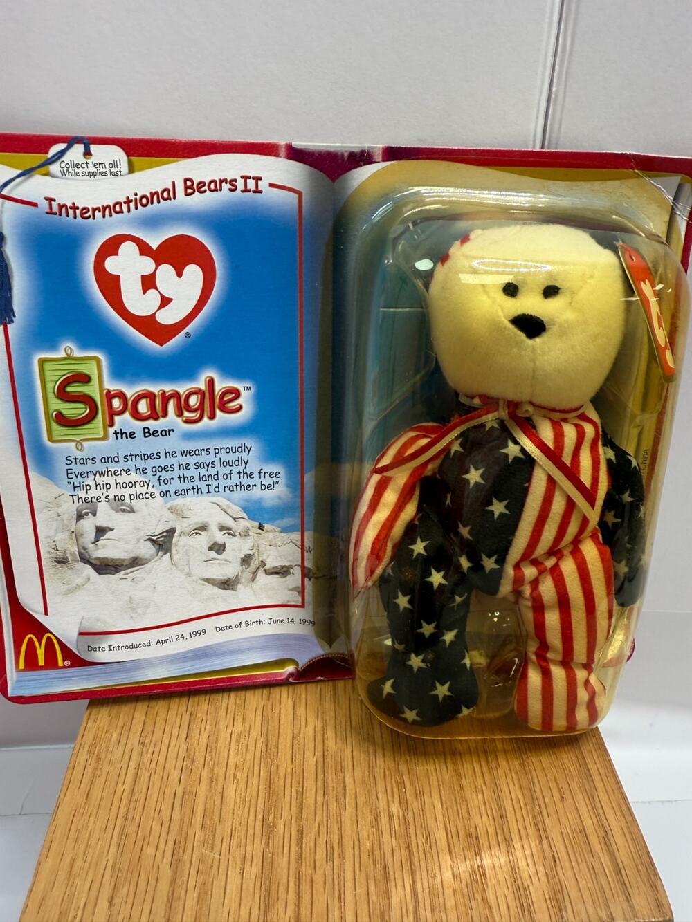 TY Beanie Baby Spangle The Bear McDonalds International Bears II 1999 Plush NWT
